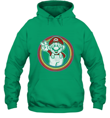 Super Mario Rainbow Circle Distressed Logo Hooded Sweatshirt Hooded Sweatshirt - jonhlittlestore88