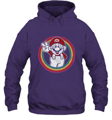 Super Mario Rainbow Circle Distressed Logo Hooded Sweatshirt Hooded Sweatshirt - jonhlittlestore88