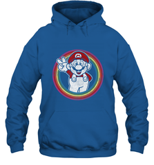Super Mario Rainbow Circle Distressed Logo Hooded Sweatshirt Hooded Sweatshirt - jonhlittlestore88