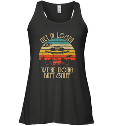 Retro Vintage Get In Loser We're Doing Butt Stuff Alien UFO Women's Racerback Tank