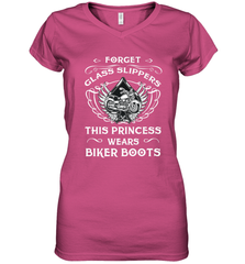 Forget glass slippers this princess wears biker boots Women's V-Neck T-Shirt Women's V-Neck T-Shirt - jonhlittlestore88
