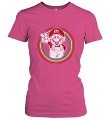 Super Mario Rainbow Circle Distressed Logo Women's T-Shirt Women's T-Shirt - jonhlittlestore88