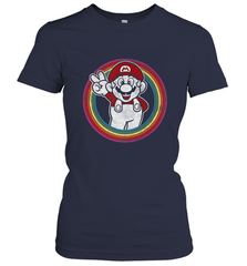 Super Mario Rainbow Circle Distressed Logo Women's T-Shirt Women's T-Shirt - jonhlittlestore88