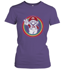 Super Mario Rainbow Circle Distressed Logo Women's T-Shirt Women's T-Shirt - jonhlittlestore88