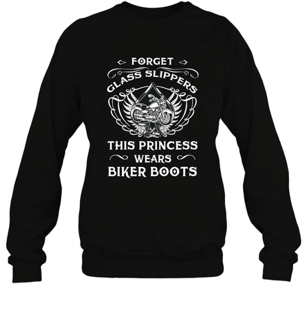Forget glass slippers this princess wears biker boots Crewneck Sweatshirt Crewneck Sweatshirt / Black / S Crewneck Sweatshirt - jonhlittlestore88