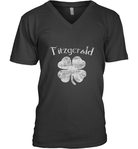 Vintage Fitzgerald Irish Shamrock St Patty's Day Men's V-Neck Men's V-Neck / Black / S Men's V-Neck - jonhlittlestore88