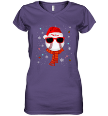 Philadelphia Phillies Logo Christmas Baseball Player Glasses Santa Hat Pajama Gift Women's V-Neck T-Shirt Women's V-Neck T-Shirt - jonhlittlestore88