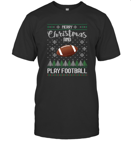 NFL Merry Christmas and Play Football Sports TV Snow Men's T-Shirt Men's T-Shirt / Black / S Men's T-Shirt - jonhlittlestore88