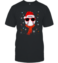 Texas Rangers Logo Christmas Baseball Player Glasses Santa Hat Pajama Gift Men's T-Shirt