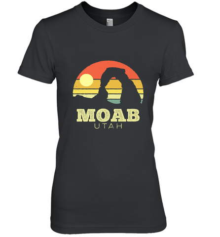 Moab Utah Vintage Sunset Arches Adventure Outdoors Women's Premium T-Shirt Women's Premium T-Shirt / Black / XS Women's Premium T-Shirt - jonhlittlestore88
