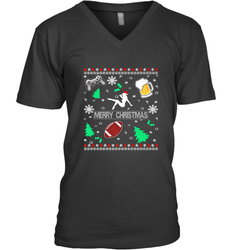 NFL Girls Video Game Beer And Football Really Ugly Christmas Men's V-Neck