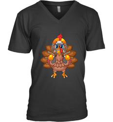 Cool Turkey Football Feathers Funny Thanksgiving Sports Gift Men's V-Neck