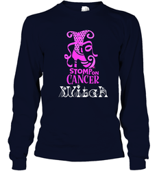 Stomp On Cancer Witch High Heel Breast Cancer Halloween Long Sleeve T-Shirt