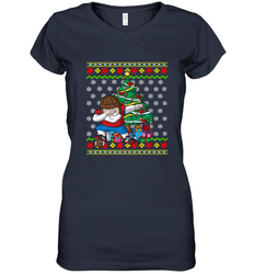 NFL Ugly Christmas Dabbing Santa Football Gift Women's V-Neck T-Shirt