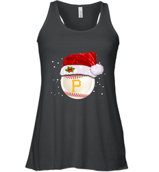 Pittsburgh Pirates Logo Baseball Ball Christmas Santa Hat Xmas Sport Funny Snow Women's Racerback Tank
