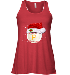 Pittsburgh Pirates Logo Baseball Ball Christmas Santa Hat Xmas Sport Funny Snow Women's Racerback Tank