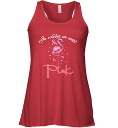 In October We Wear Pink Pumpkin Breast Cancer Halloween Women's Racerback Tank