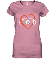 NFL Pittsburgh Steelers Heart Love Football Women's V-Neck T-Shirt Women's V-Neck T-Shirt - jonhlittlestore88