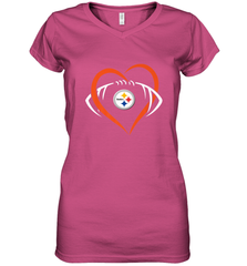 NFL Pittsburgh Steelers Heart Love Football Women's V-Neck T-Shirt Women's V-Neck T-Shirt - jonhlittlestore88