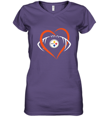 NFL Pittsburgh Steelers Heart Love Football Women's V-Neck T-Shirt Women's V-Neck T-Shirt - jonhlittlestore88