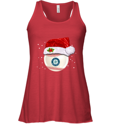 Seattle Mariners Logo Baseball Ball Christmas Santa Hat Xmas Sport Funny Snow Women's Racerback Tank
