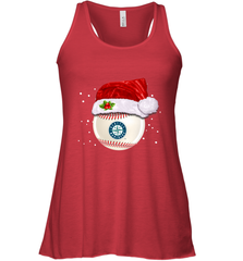 Seattle Mariners Logo Baseball Ball Christmas Santa Hat Xmas Sport Funny Snow Women's Racerback Tank Women's Racerback Tank - jonhlittlestore88