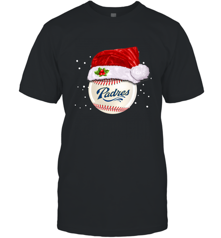 San Diego Padres Baseball Ball Christmas Santa Hat Xmas Sport Funny Snow Men's T-Shirt Men's T-Shirt / Black / S Men's T-Shirt - jonhlittlestore88