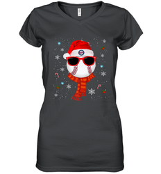 Minnesota Twins Logo Christmas Baseball Player Glasses Santa Hat Pajama Gift Women's V-Neck T-Shirt