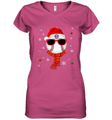 Minnesota Twins Logo Christmas Baseball Player Glasses Santa Hat Pajama Gift Women's V-Neck T-Shirt Women's V-Neck T-Shirt - jonhlittlestore88