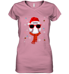 Texas Rangers Logo Christmas Baseball Player Glasses Santa Hat Pajama Gift Women's V-Neck T-Shirt Women's V-Neck T-Shirt - jonhlittlestore88