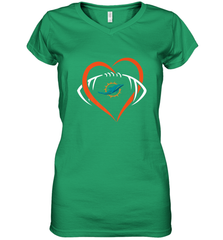 NFL Miami Dolphins Heart Love Football Women's V-Neck T-Shirt Women's V-Neck T-Shirt - jonhlittlestore88