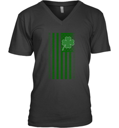 Lucky St. Patrick's Day Irish American Flag T Shirt Men's V-Neck