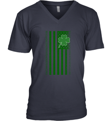 Lucky St. Patrick's Day Irish American Flag T Shirt Men's V-Neck
