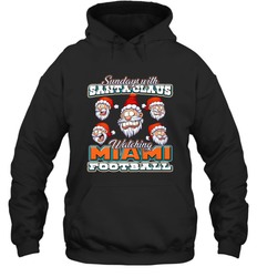 NFL Miami Christmas Funny Santa Claus Watching Football Hooded Sweatshirt