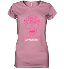 Tattoo Skull Halloween Breast Cancer Awareness Women's V-Neck T-Shirt Women's V-Neck T-Shirt - jonhlittlestore88