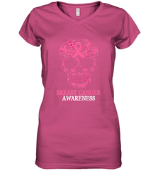 Tattoo Skull Halloween Breast Cancer Awareness Women's V-Neck T-Shirt Women's V-Neck T-Shirt - jonhlittlestore88