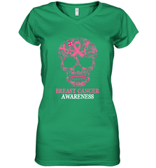 Tattoo Skull Halloween Breast Cancer Awareness Women's V-Neck T-Shirt Women's V-Neck T-Shirt - jonhlittlestore88