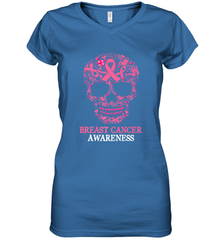 Tattoo Skull Halloween Breast Cancer Awareness Women's V-Neck T-Shirt Women's V-Neck T-Shirt - jonhlittlestore88