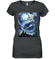 Disney Peter Pan Tinker Bell Starry Night Portrait Women's V-Neck T-Shirt