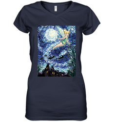Disney Peter Pan Tinker Bell Starry Night Portrait Women's V-Neck T-Shirt