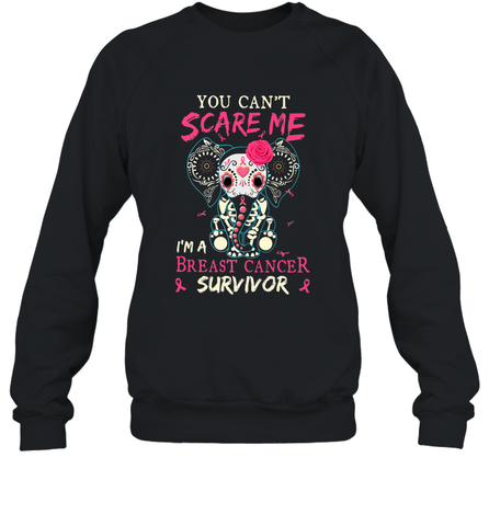 You can't Scare Me I'm Breast Cancer Survivor Elephant Funny Crewneck Sweatshirt Crewneck Sweatshirt / Black / S Crewneck Sweatshirt - jonhlittlestore88