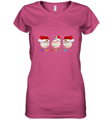 Three Baseball Balls Christmas Gift Santa Xmas lights Snow Women's V-Neck T-Shirt Women's V-Neck T-Shirt - jonhlittlestore88