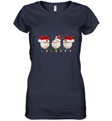 Three Baseball Balls Christmas Gift Santa Xmas lights Snow Women's V-Neck T-Shirt Women's V-Neck T-Shirt - jonhlittlestore88