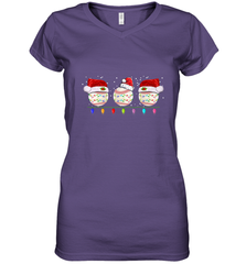 Three Baseball Balls Christmas Gift Santa Xmas lights Snow Women's V-Neck T-Shirt Women's V-Neck T-Shirt - jonhlittlestore88