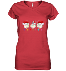 Three Baseball Balls Christmas Gift Santa Xmas lights Snow Women's V-Neck T-Shirt Women's V-Neck T-Shirt - jonhlittlestore88
