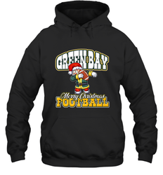 NFL Green Bay Christmas Funny Dabbing Santa Playing Football Hooded Sweatshirt