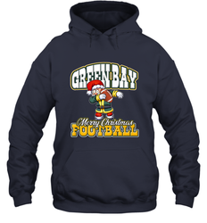 NFL Green Bay Christmas Funny Dabbing Santa Playing Football Hooded Sweatshirt