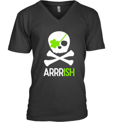 St. Patricks Day Irish Pirate Skull and Cross bones Men's V-Neck