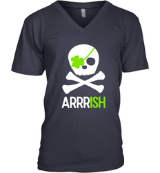 St. Patricks Day Irish Pirate Skull and Cross bones Men's V-Neck