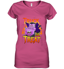 Disney Pixar Cars Halloween Vampire Truck Or Treat Women's V-Neck T-Shirt Women's V-Neck T-Shirt - jonhlittlestore88